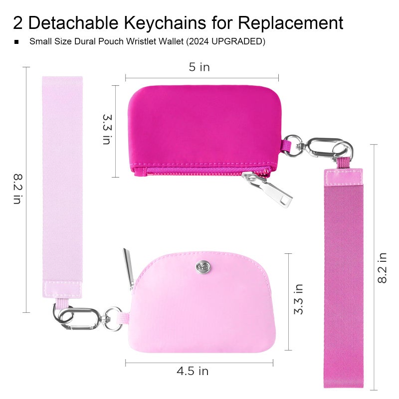 Babysun Mini Zip Around Dual Pouch Wristlet With 2 Straps Wristlet Keychain Wallet for Women Coin Purse Small Cute for Teen Girl - Image 2