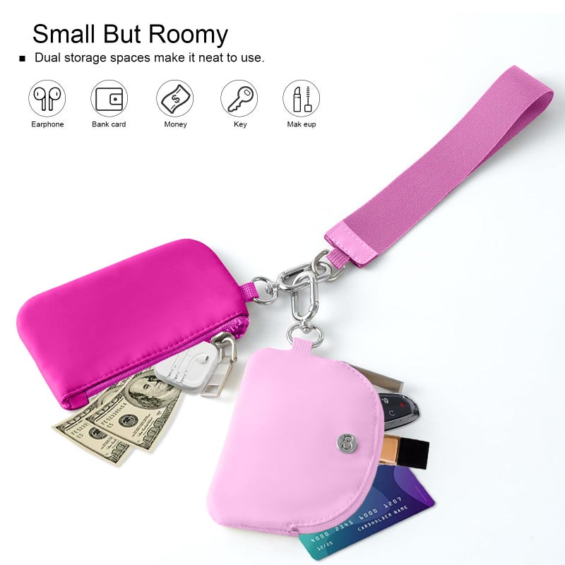 Babysun Mini Zip Around Dual Pouch Wristlet With 2 Straps Wristlet Keychain Wallet for Women Coin Purse Small Cute for Teen Girl - Image 4