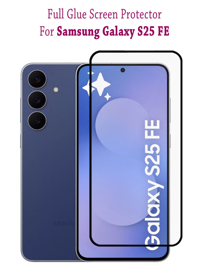 Samsung Galaxy S25 FE Screen Protector | Tempered Glass Compatible with Samsung Galaxy S25 FE| Screen Protector Full HD Quality Tempered Glass Anti-Scratch Edge to Edge Coverage with Easy Installation Kit - Black - Image 1