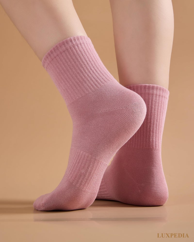 LUXPEDIA Women Athleisure Socks, Rayon from Bamboo Quarter Crew, Seamless Toe Arch Support Soft Breathable, 5 Pack (US, Numeric, 5, 9, Regular, Regular, Black/White/Biege/AquaGrey/RoseCloud) - Image 3