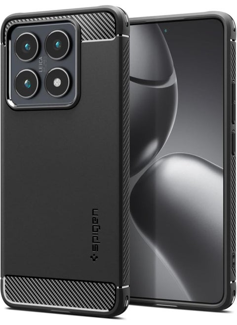 Rugged Armor for Xiaomi 14T Case Cover with Carbon Fiber accents - Matte Black