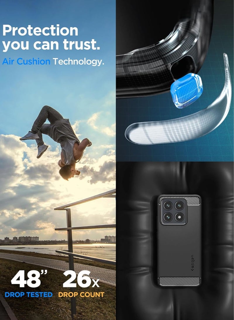 Spigen Rugged Armor for Xiaomi 14T Case Cover with Carbon Fiber accents - Matte Black - Image 4