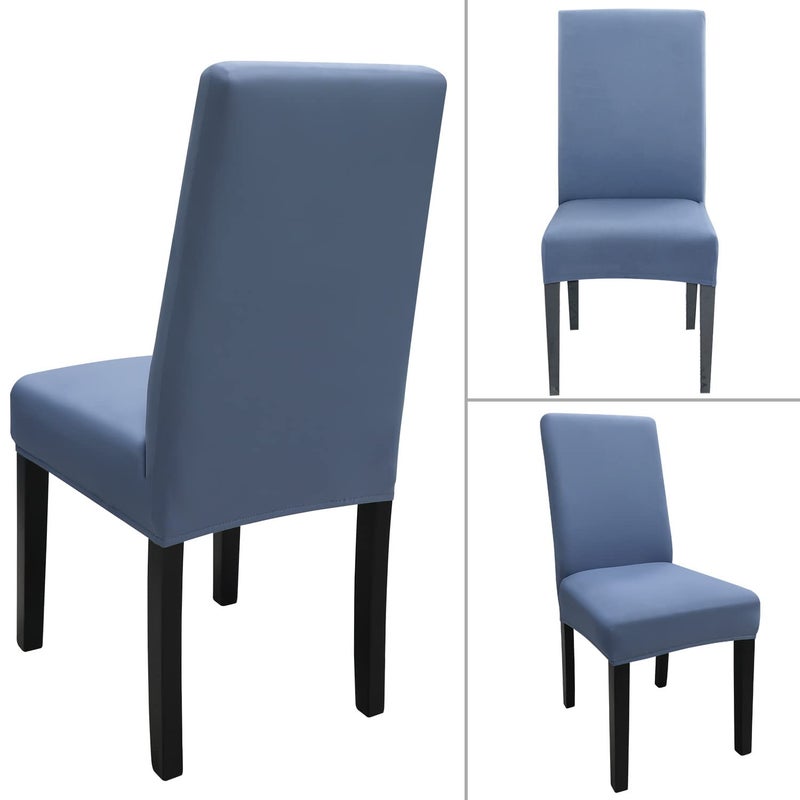 Keyroal Dining Room Chair Covers Set of 4, Stretch Solid Color Parsons Chair Slipcovers Spandex Removable Washable Kitchen Chair Protector Cover for Dining Room, Hotel, Ceremony(Grey Blue) - Image 3