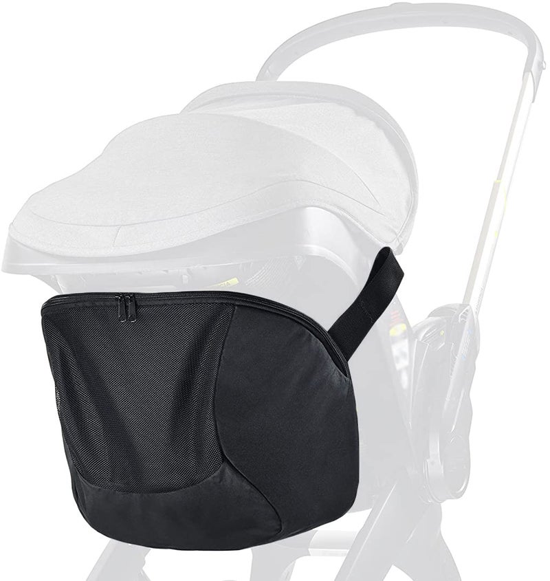 bamboo bamboo Cysocool Exclusive Clip-On Baby Stroller Storage Bag Compatible with Doona Stroller & Carseat, Non-Slip Zipper Snap-On Car Seat Bag, Baby Essentials Pram Organiser Pushchair Accessories - Image 1