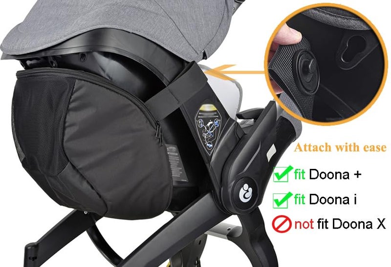 bamboo bamboo Cysocool Exclusive Clip-On Baby Stroller Storage Bag Compatible with Doona Stroller & Carseat, Non-Slip Zipper Snap-On Car Seat Bag, Baby Essentials Pram Organiser Pushchair Accessories - Image 2