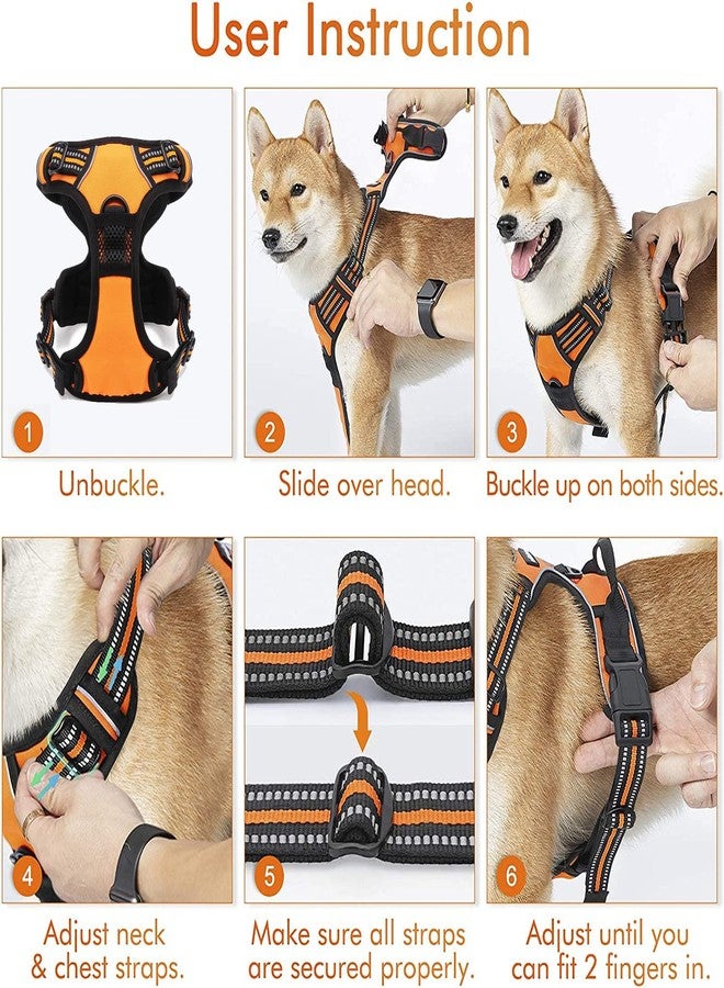 Sakuun No Pull Dog Harness with 5ft Leash for Large Dogs 26"-32" | Reflective, Adjustable, Padded Chest Vest | Easy Control Body Belt for Daily Walking, Training, Hiking | Orange - Image 5