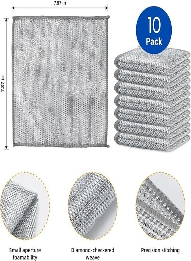 TAPUJI Pack of 10 Multipurpose Wire Dishwashing Rags for Wet and Dry Stainless Steel Scrubber Non-Scratch Wire Dishcloth for Washing Dishes Sinks Counters Easy Rinsing Machine Washable - Image 2