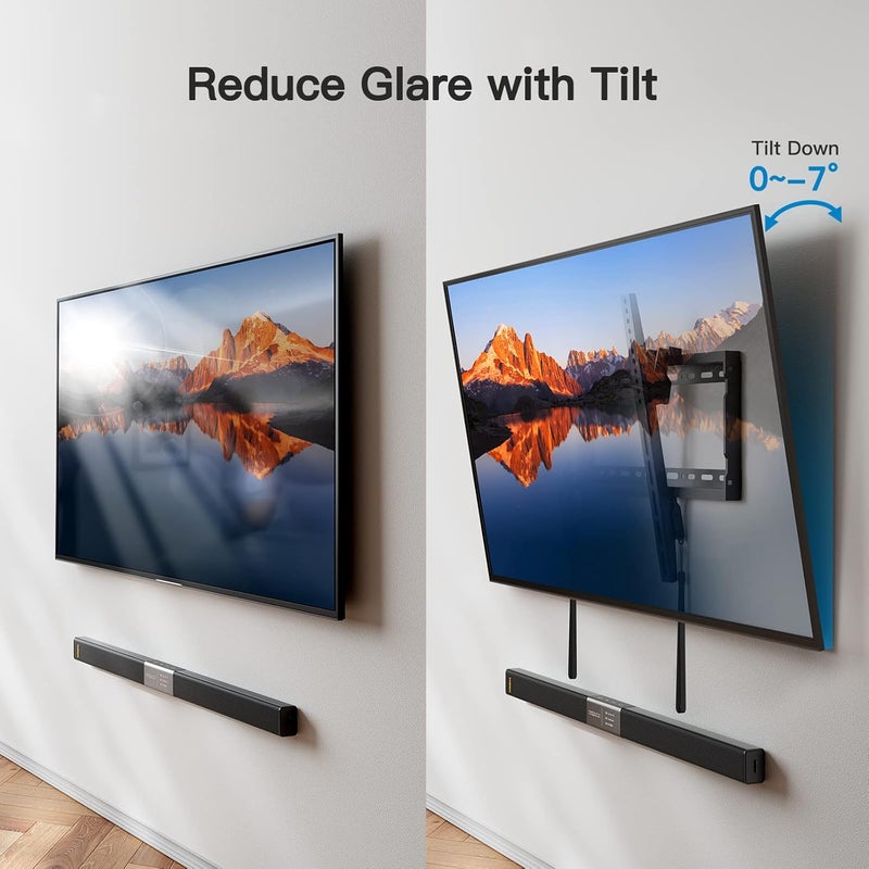 Pipishell Tilt TV Wall Mount Bracket Low Profile for Most 37-85 Inch LED LCD OLED Plasma Flat Curved TVs, Large Tilting Mount Fits 16"-24" Wood Studs Max VESA 600x400mm Holds up to 132lbs - Image 5