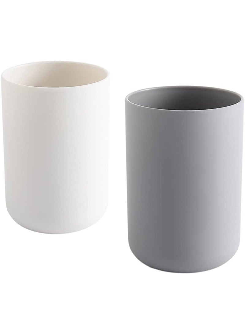 HOMESTAR 2-Pack Plastic Bathroom Cup Set - Toothbrush & Rinsing Cup Holder, Minimalist Sink Organizer for Kids and Adults - Image 2
