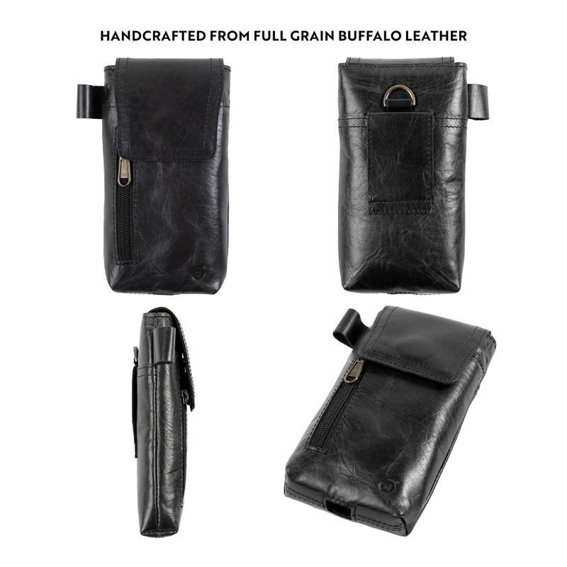 Moonster Leather Phone Holster â€“ Genuine Full-Grain Buffalo Leather Cell Phone Holsters Holster for Large Smartphones Belt Holder - 7â€H x 3.5" W - Image 4