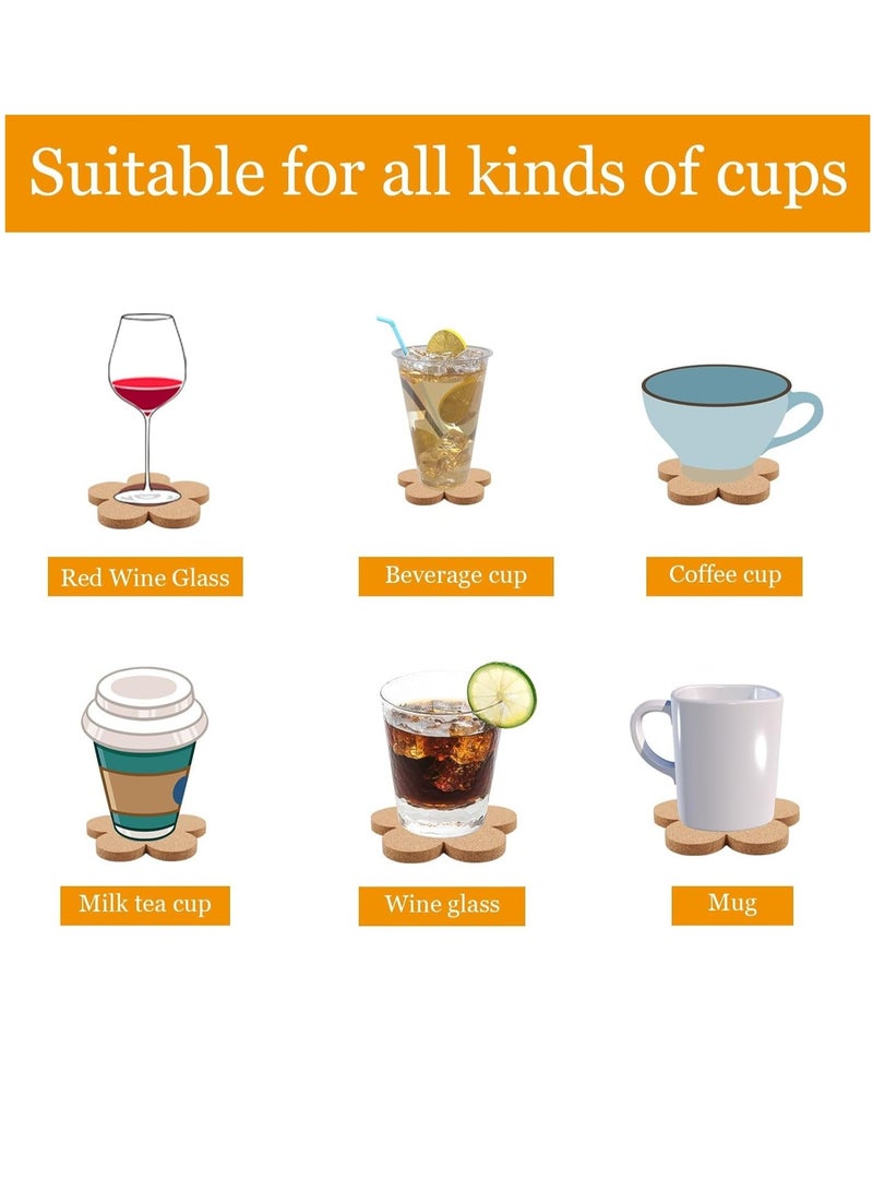 Set of 12 Absorbent Flower Cork Coasters - Non-Slip, Heat Resistant, Eco-Friendly Table Protection for Home & Office  - Image 3