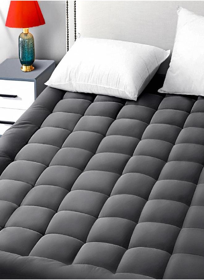 EASELAND - EASELAND Full Size Mattress Pad Pillow Top Mattress Cover Quilted Fitted Mattress Protector Cotton Top 8-21" Deep Pocket Cooling Mattress Topper (54x75 Inches, Dark Grey) - Image 1