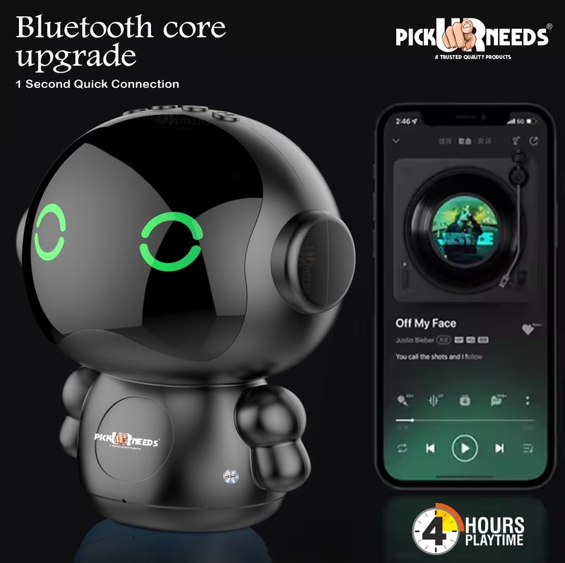 Pick Ur Needs Rechargeable Wireless Mini DJ Bluetooth Speaker HiFi Bass, LED Lights, 800mAh Battery, USB/TF Card Playback - Image 3