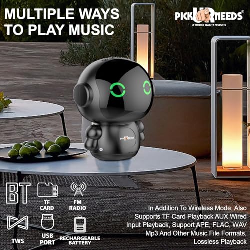 Pick Ur Needs Rechargeable Wireless Mini DJ Bluetooth Speaker HiFi Bass, LED Lights, 800mAh Battery, USB/TF Card Playback - Image 5