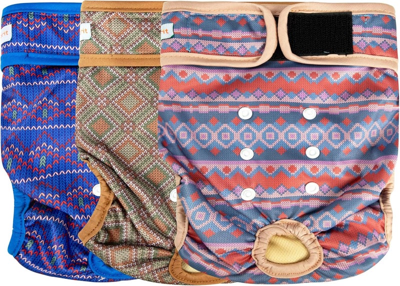 Langsprit Washable Female Dog Diapers - Doggie Reusable Diapers for Doggy Puppy Female in Period - Highly Absorbent Dog Heat Panties Plaid-1 XL - Image 1