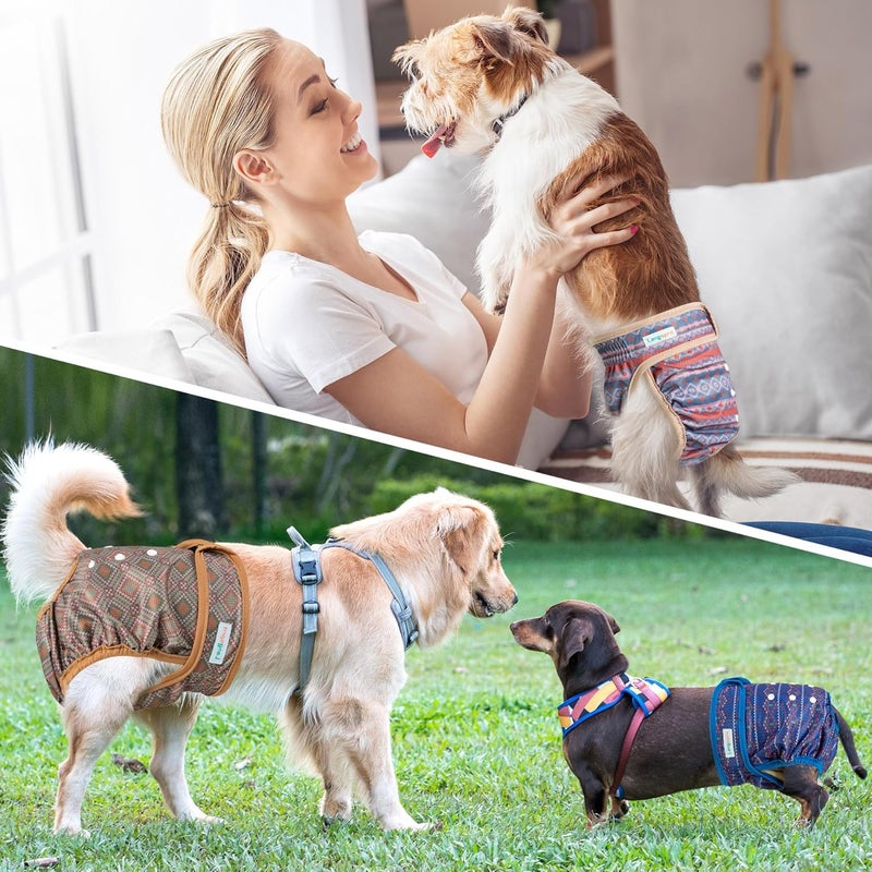 Langsprit Washable Female Dog Diapers - Doggie Reusable Diapers for Doggy Puppy Female in Period - Highly Absorbent Dog Heat Panties Plaid-1 XL - Image 5