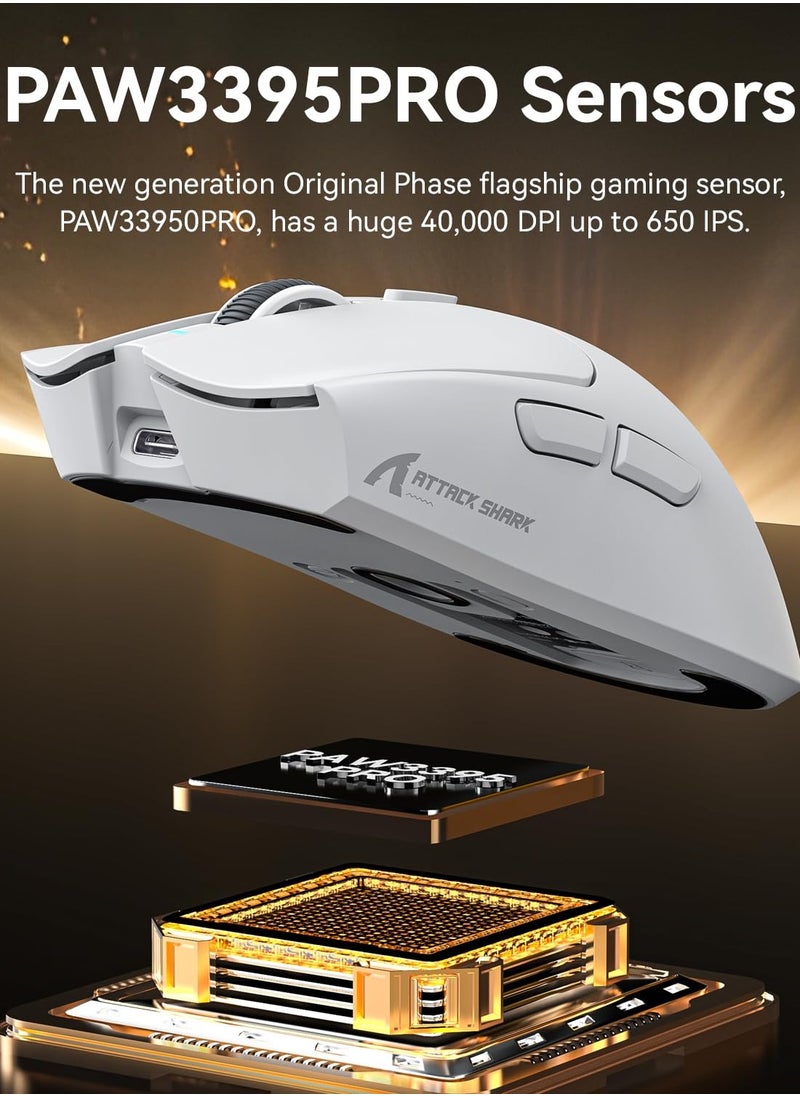 X1 Wireless Gaming Mouse with RGB Charging Dock, PAW3950 PRO Sensor Up to 40K DPI,53g Ultra Light Tri-Mode Computer Mice,1KHz Polling Rate 5 Programmable Buttons for WIN/MAC