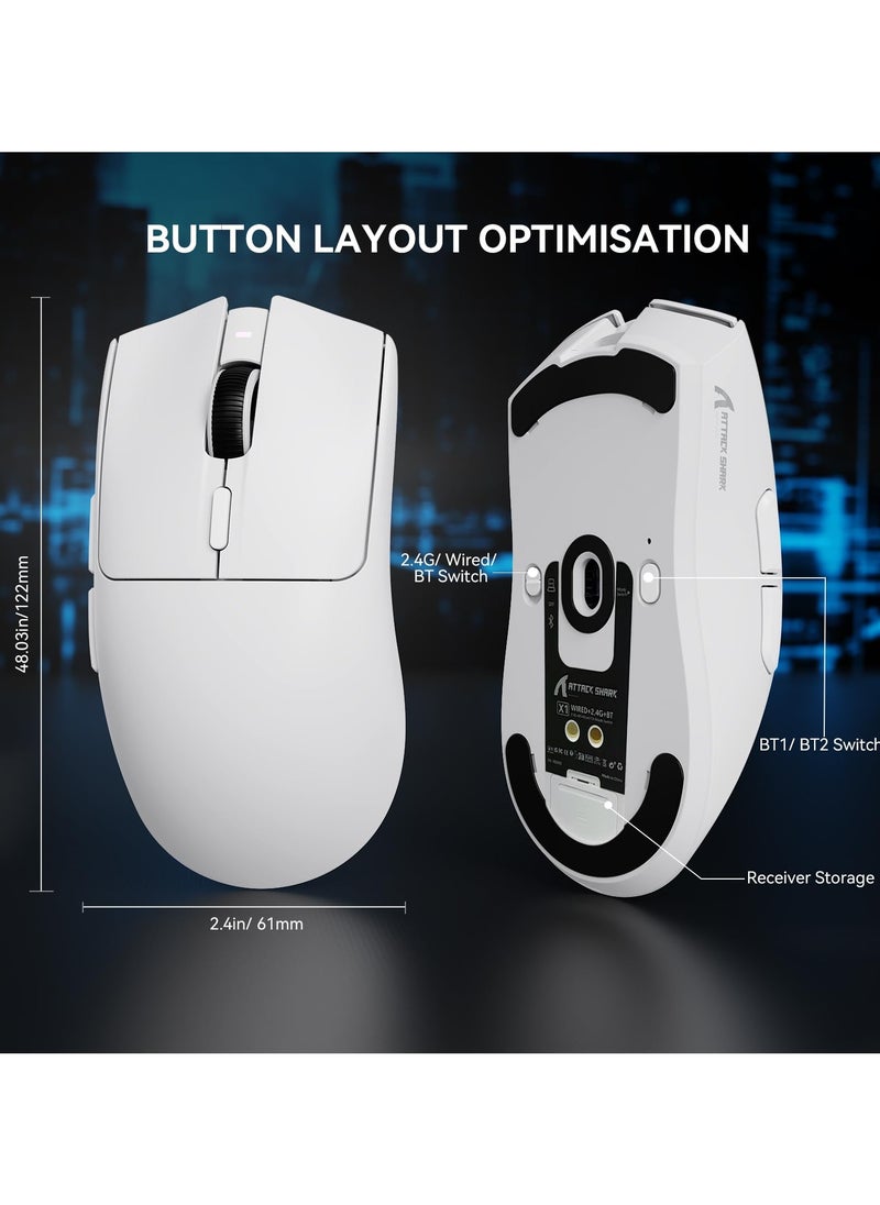 X1 Wireless Gaming Mouse with RGB Charging Dock, PAW3950 PRO Sensor Up to 40K DPI,53g Ultra Light Tri-Mode Computer Mice,1KHz Polling Rate 5 Programmable Buttons for WIN/MAC