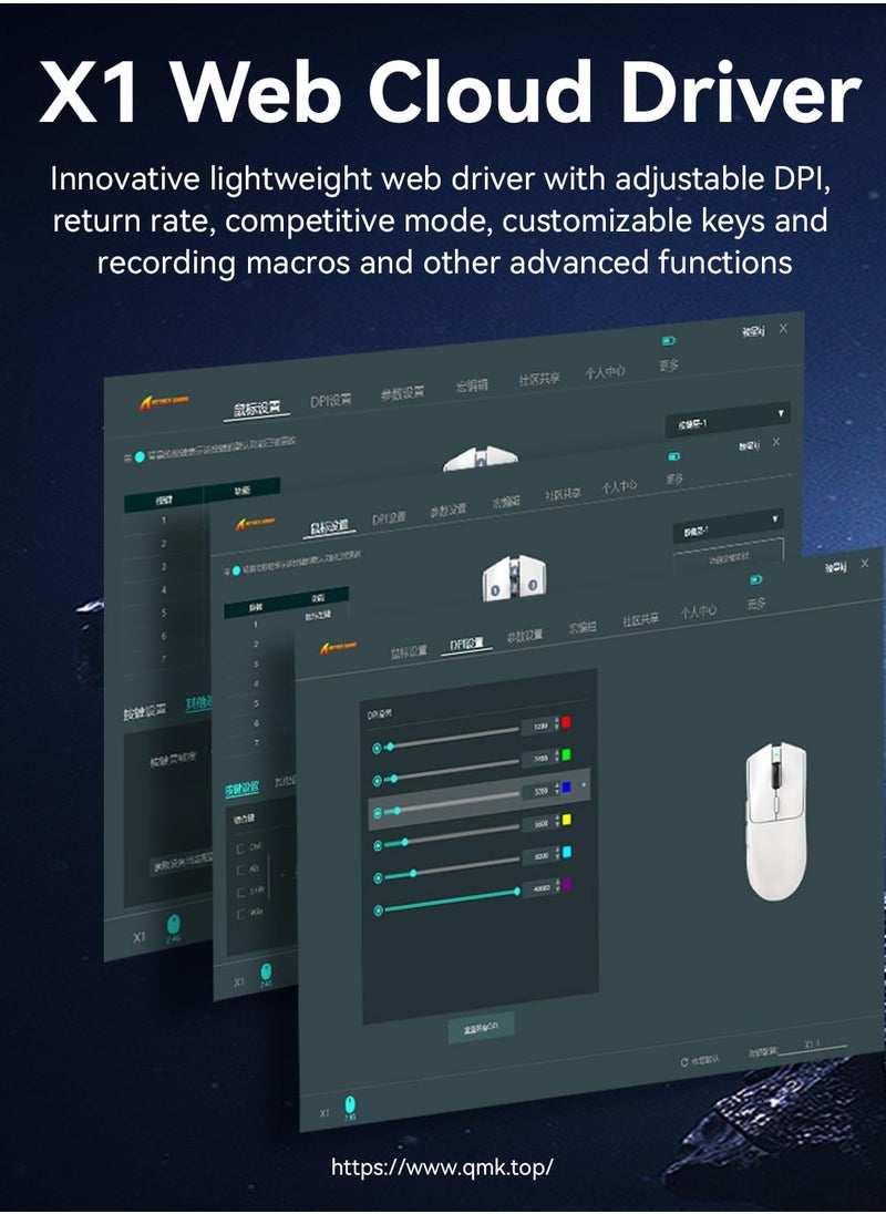 X1 Wireless Gaming Mouse with RGB Charging Dock, PAW3950 PRO Sensor Up to 40K DPI,53g Ultra Light Tri-Mode Computer Mice,1KHz Polling Rate 5 Programmable Buttons for WIN/MAC