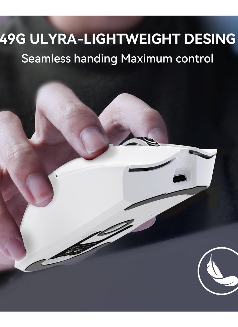 X1 Wireless Gaming Mouse with RGB Charging Dock, PAW3950 PRO Sensor Up to 40K DPI,53g Ultra Light Tri-Mode Computer Mice,1KHz Polling Rate 5 Programmable Buttons for WIN/MAC