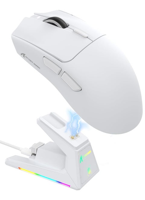 X1 Wireless Gaming Mouse with RGB Charging Dock, PAW3950 PRO Sensor Up to 40K DPI,53g Ultra Light Tri-Mode Computer Mice,1KHz Polling Rate 5 Programmable Buttons for WIN/MAC