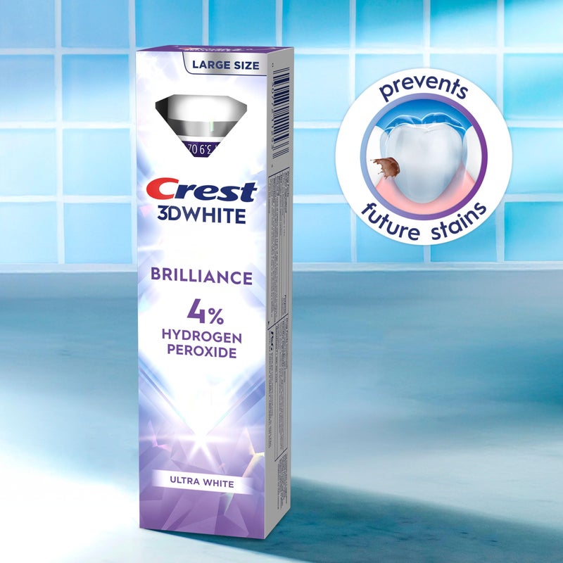 Crest 3D White Brilliance Pro Ultra White Teeth Whitening Toothpaste, 3.8 oz, Anticavity Fluoride Toothpaste, 4% Hydrogen Peroxide, Active Whitening Protection - Image 5