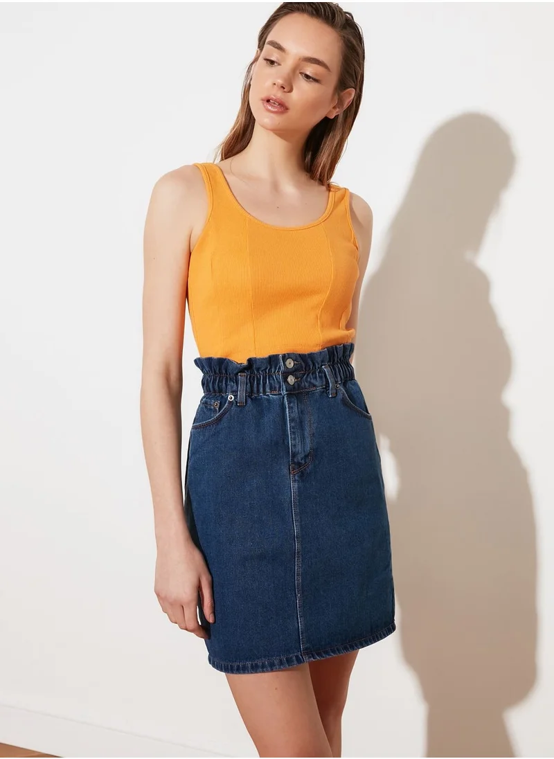 trendyol Paperbag Waist Denim Skirt