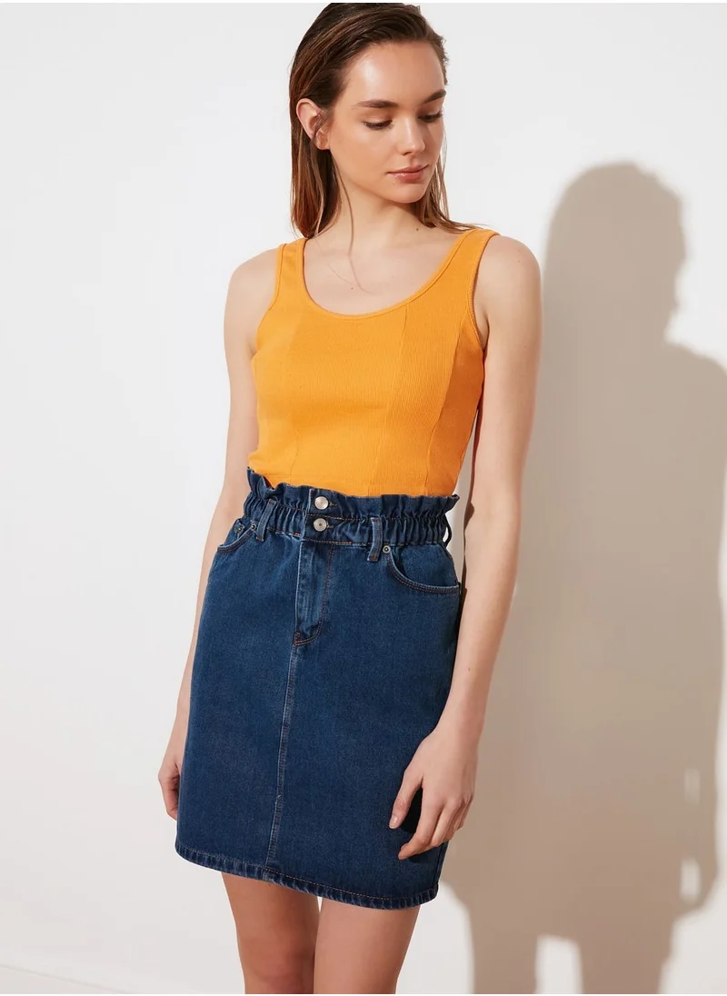 trendyol Paperbag Waist Denim Skirt