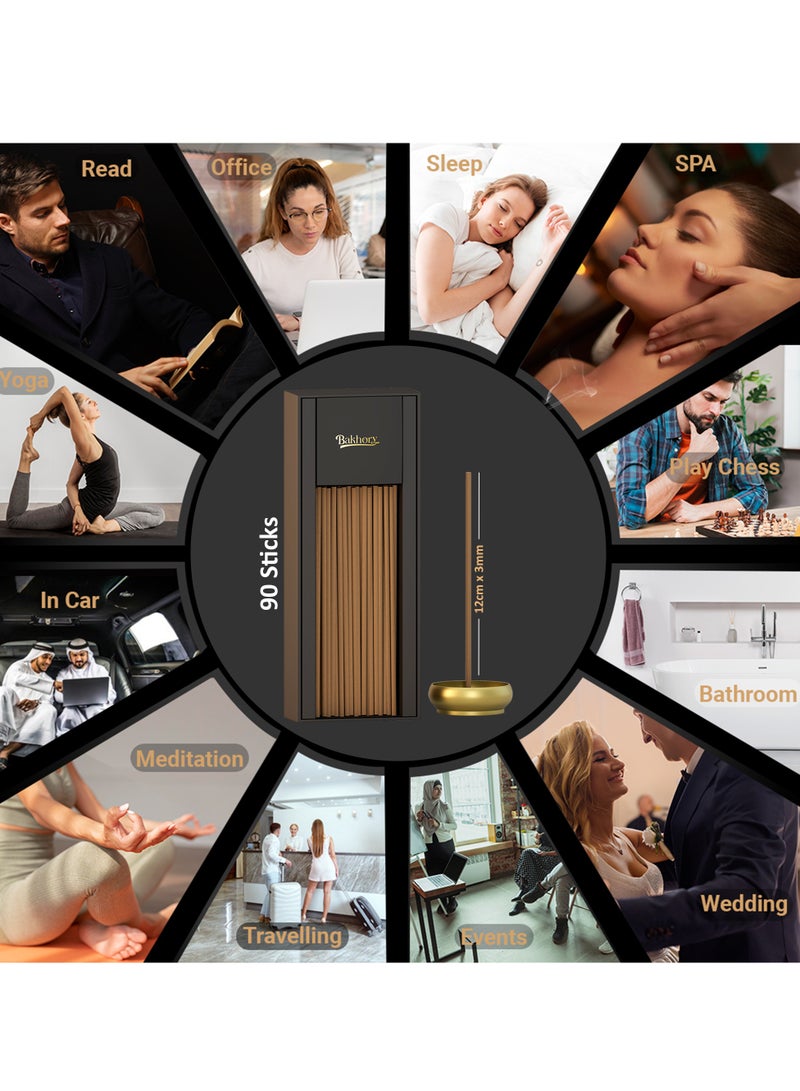 بخورى أعواد بخور العود الكمبودي الطبيعي النقي، 100 قطعة، 50 جرام، أعواد عود بسمك 3 مم مع لمسة نحاسية، بخور فاخر للتأمل وتعطير المنزل والمنتجعات الصحية والاسترخاء - Image 2