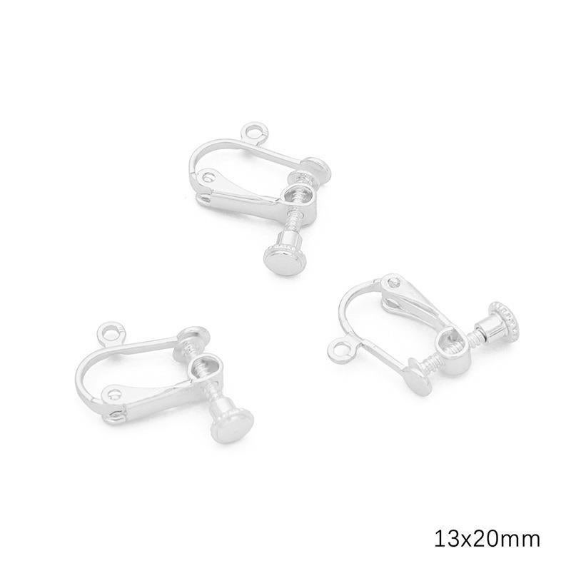 Cross-border Hot Sale 14K/18K Copper Plated Color Preservation Spiral Ear Clip No Ear Holes Frog Clip DIY Jewelry Earrings Accessories #15 13 × 20mm thick silver plating