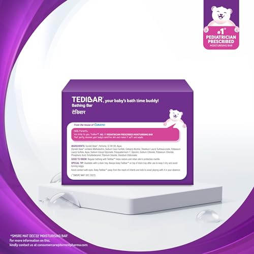Tedibar Moisturising Baby Bathing Bar (75gx3) with Skin Friendly PH|100% Soap Free|Dermatologically Tested x Pack of 4 - Image 3