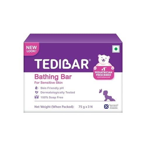 Tedibar Moisturising Baby Bathing Bar (75gx3) with Skin Friendly PH|100% Soap Free|Dermatologically Tested x Pack of 4 - Image 2