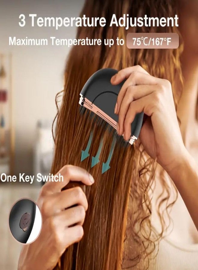 Abhsant Mini Hair Straightener, Wireless Straightening Brush, Quick Heated, 3 Heat Settings, with Scalding Protection for Hair and Beard, Ceramic Coating, Multicolour, 8.8 x 8.8 x 4 cm - Image 5