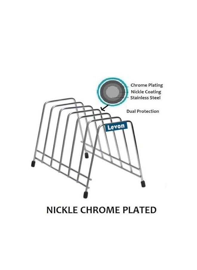 LEVON - LEVON Multipurpose Chrome Plated Stainless Steel Dish thali Plate Rack Holder Stand for Kitchen Utensil Rack, Pot lid Holder (6 Sections Plate Rack) - Image 1