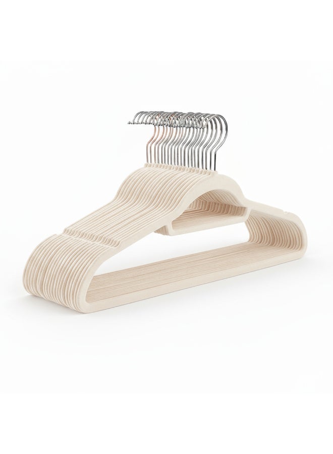Kaizen Velvet Non-Slip Clothes Hangers 50 Pcs - Beige - Image 2