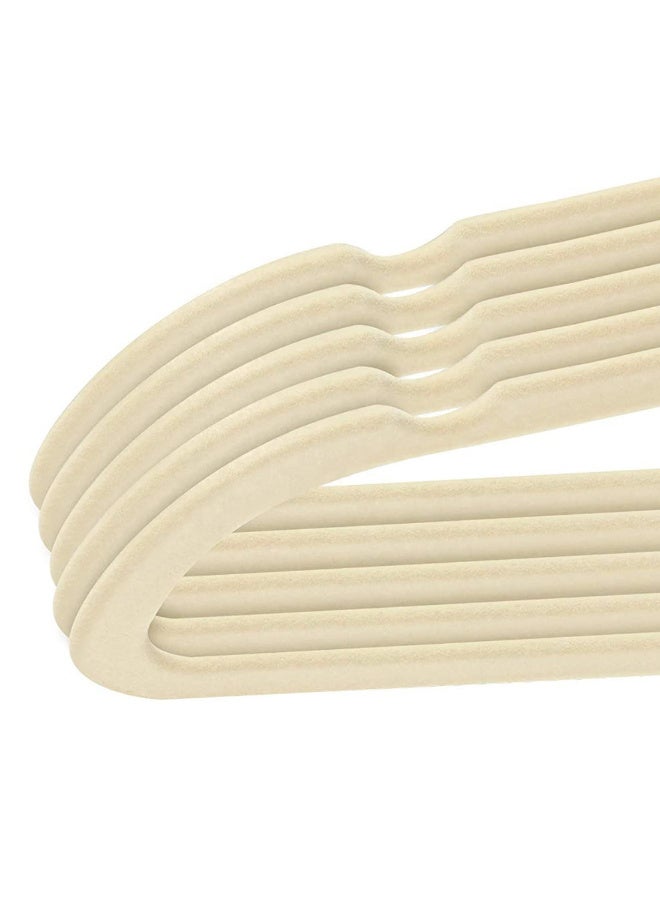 Kaizen Velvet Non-Slip Clothes Hangers 50 Pcs - Beige - Image 3