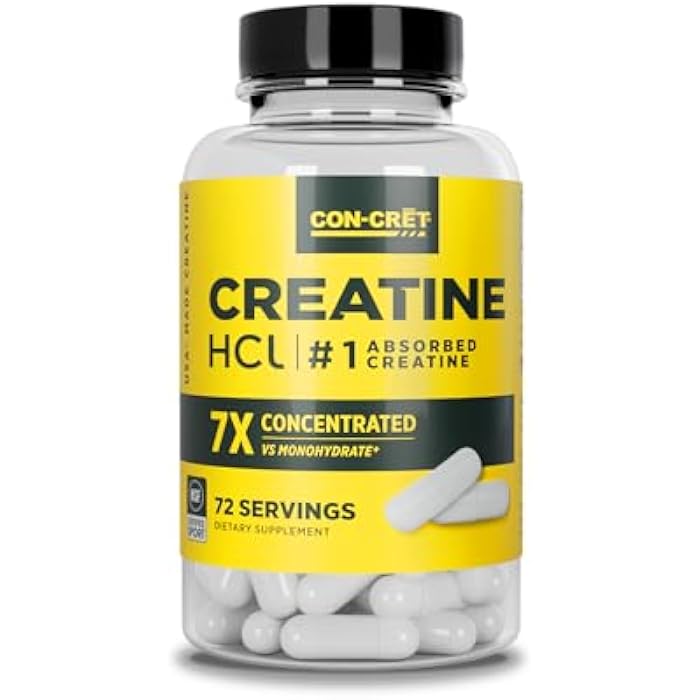 CON-CRET Creatine HCl Capsules | Muscle, Cognitive, Cellular Energy Support | No Bloating or Cramps | USA Made & NSF Certified | Creatine Pills (72ct) - Image 1