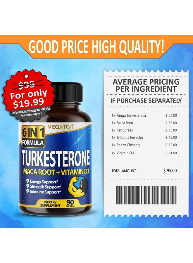 VEGATOT 6 in 1 High Strength Turkesterone Concentrated with Maca Root Fenugreek Tribulus Boost Energy Stamina 3-Month Supply (60 Count (Pack of 1)) - Image 5
