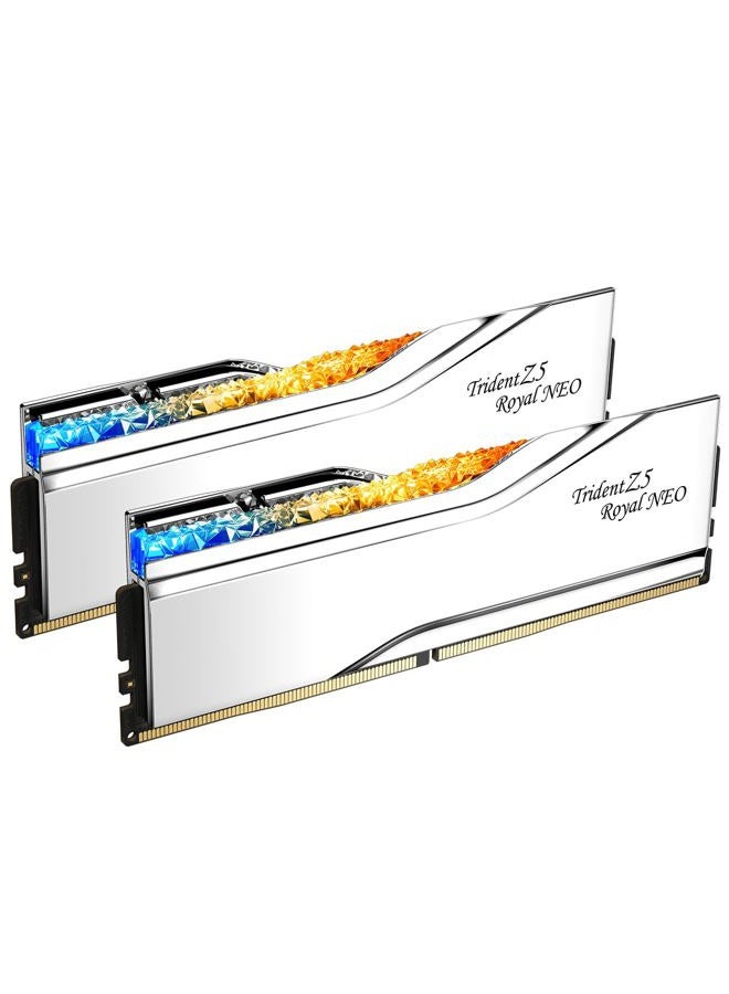 G.Skill Trident Z5 Royal Neo Series (AMD Expo) DDR5 RAM 32GB (2x16GB) 8000MT/s CL38-48-48-128 1.45V Desktop Computer Memory UDIMM - Silver (F5-8000J3848H16GX2-TR5NS) - Image 1