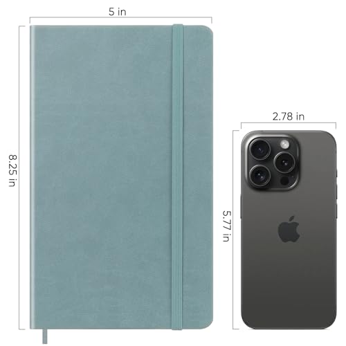 Wiisdatek Notebook Journal, Lined Leather Hard Cover,100Gsm Thick Paper with Inner Pocket for Writing Note Taking Office School,5"×8.25"(Light blue) - Image 4