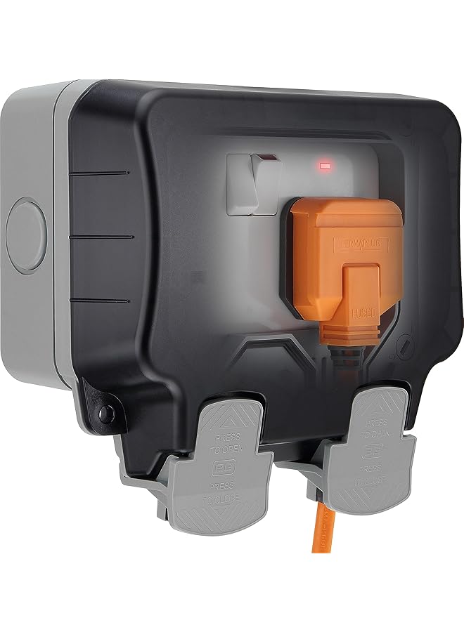 promass Electrical WP22-01 Double IP66 Weatherproof Outdoor Switched Power Socket, 13A, Grey