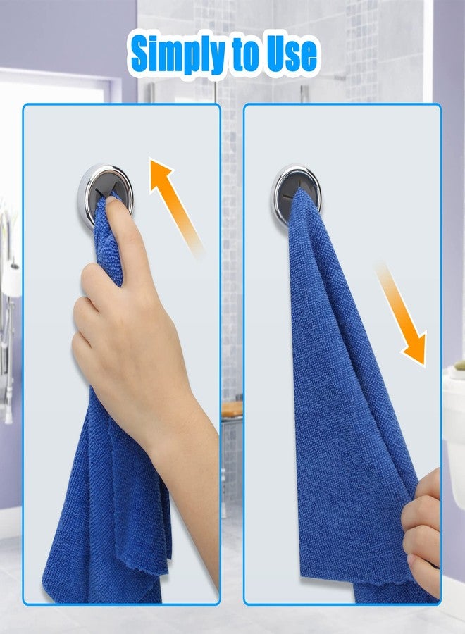 Pletpet 4Pcs Towel Hook Holder Grabber, Drill Free Self Adhesive Push Hooks Firmly, Colorful Dish Towel Holders for Kitchen Bathroom Organization(Round) - Image 4
