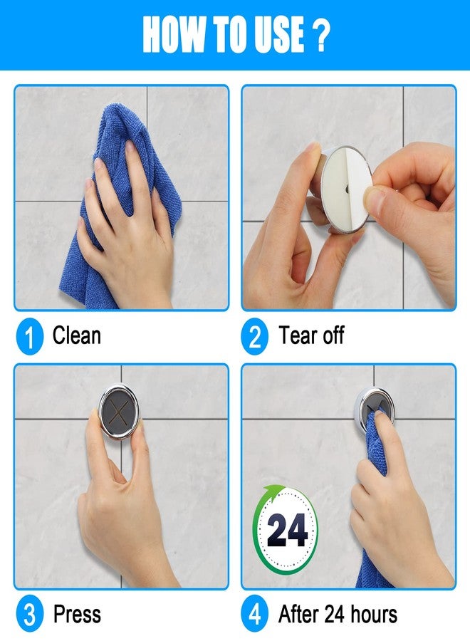 Pletpet 4Pcs Towel Hook Holder Grabber, Drill Free Self Adhesive Push Hooks Firmly, Colorful Dish Towel Holders for Kitchen Bathroom Organization(Round) - Image 5
