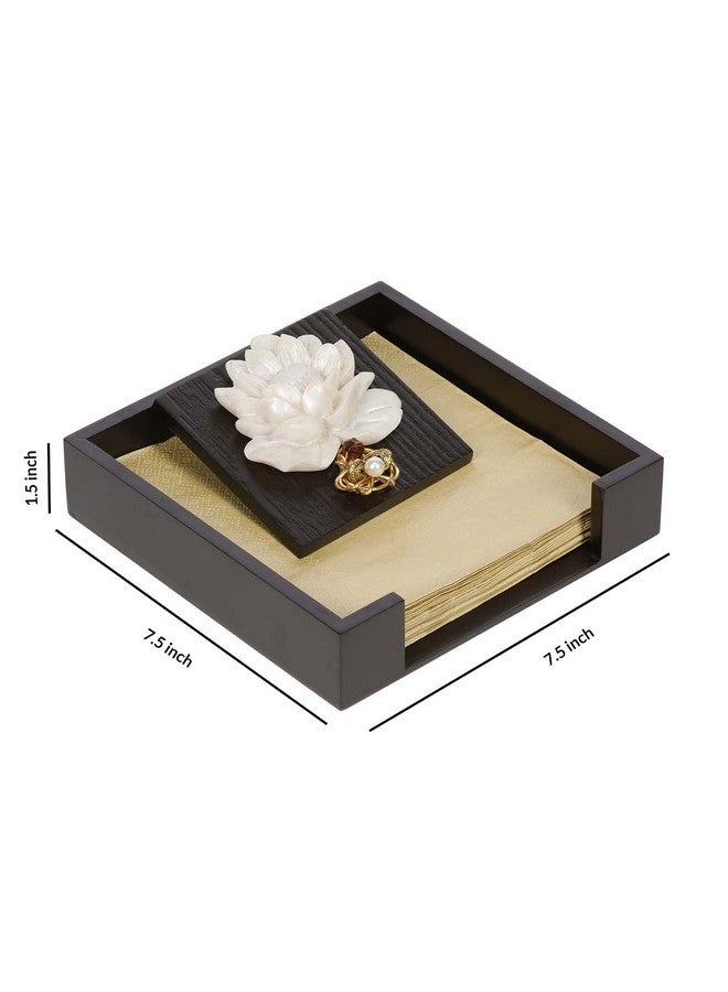 COCKTAIL Wooden MDF Flat Paper Napkin Holder For Dining Table, Napkin Stand With Weighted Flap, Tissue Paper Holder for Dining Table, Stylish(Lotus) - Image 3