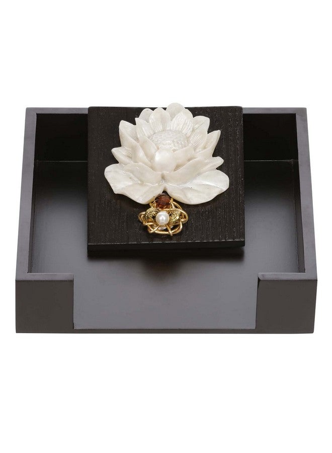 COCKTAIL Wooden MDF Flat Paper Napkin Holder For Dining Table, Napkin Stand With Weighted Flap, Tissue Paper Holder for Dining Table, Stylish(Lotus) - Image 2
