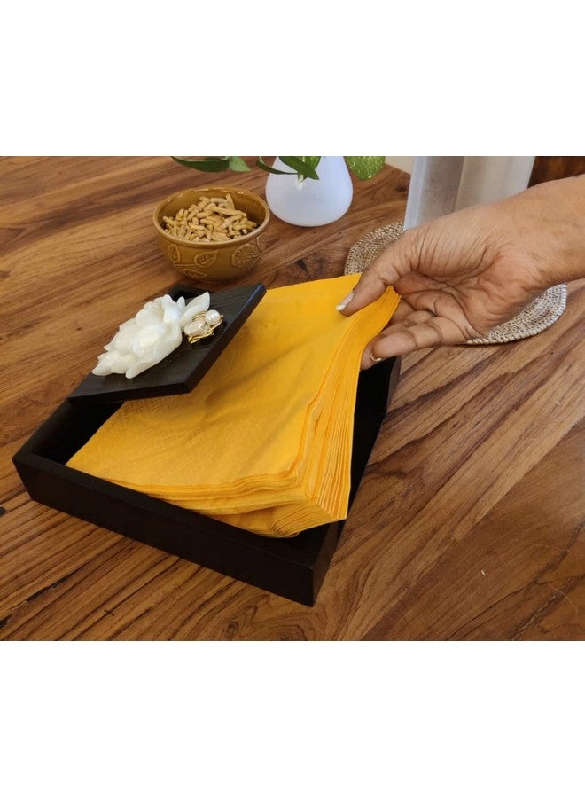 COCKTAIL Wooden MDF Flat Paper Napkin Holder For Dining Table, Napkin Stand With Weighted Flap, Tissue Paper Holder for Dining Table, Stylish(Lotus) - Image 5
