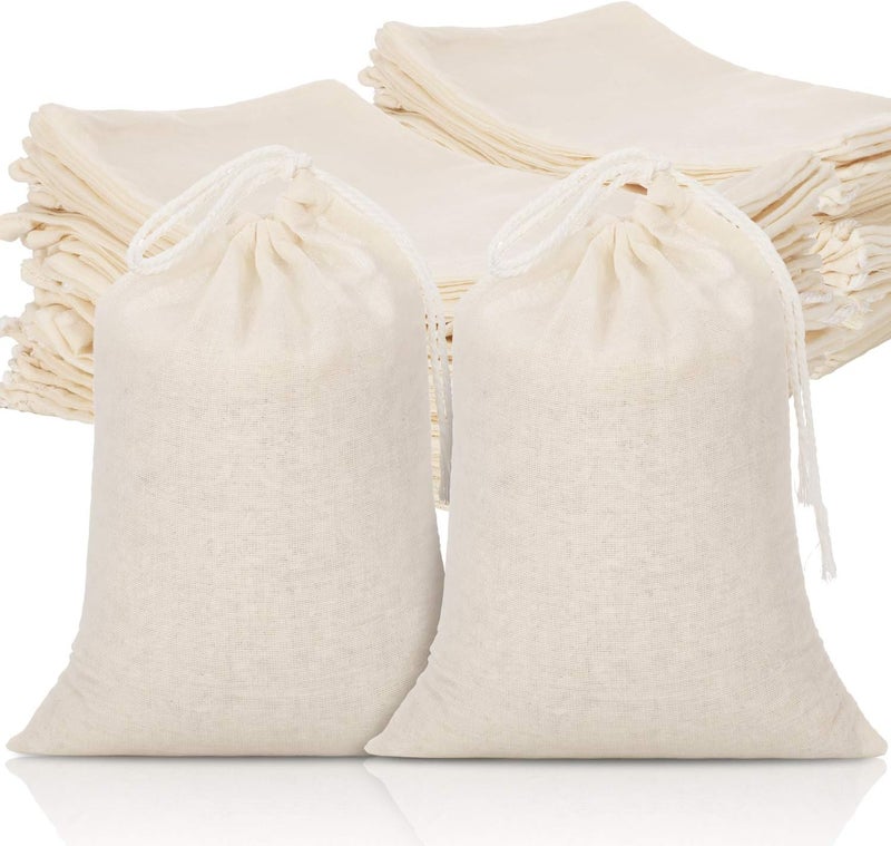 Tatuo 50 Pieces Drawstring Bags Muslin Bag Sachet Bag for Home Supplies (6 by 7.9 Inches) - Image 1