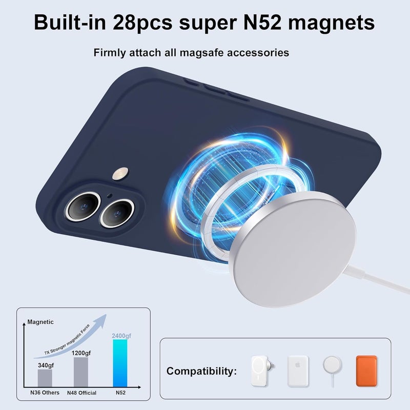 Eligo For Iphone 16 Case, Compatible With Magsafe, With Magnetic Invisible Stand, Shockproof Military-Grade Protection Silicone Phone Cover With Kickstand For Apple 16 Navy Blue - Image 2