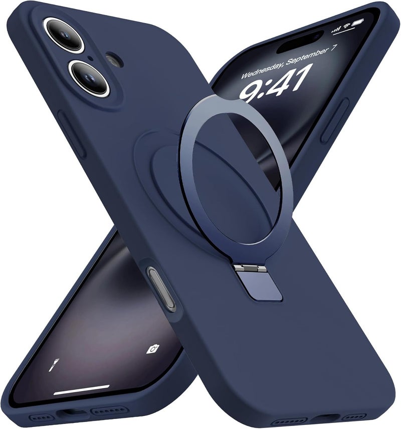 Eligo For Iphone 16 Case, Compatible With Magsafe, With Magnetic Invisible Stand, Shockproof Military-Grade Protection Silicone Phone Cover With Kickstand For Apple 16 Navy Blue - Image 1