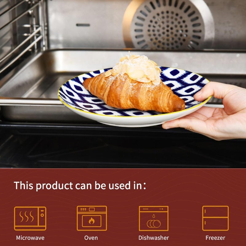 WishDeco Large Appetizer Plates Set of 4 Colorful Dessert Plates 8 Inch Ceramic Salad Plate Small Round Dinner Plate Beautiful Serving Dishes for Pasta Snack Fruit Microwave  Dishwasher Safe - Image 5